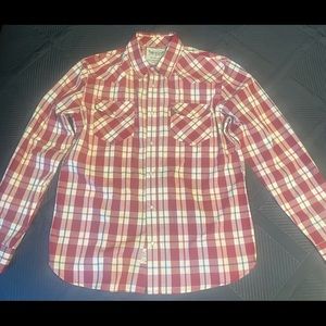 New Levi Plaid Western Long Sleeve Shirt Size Medium